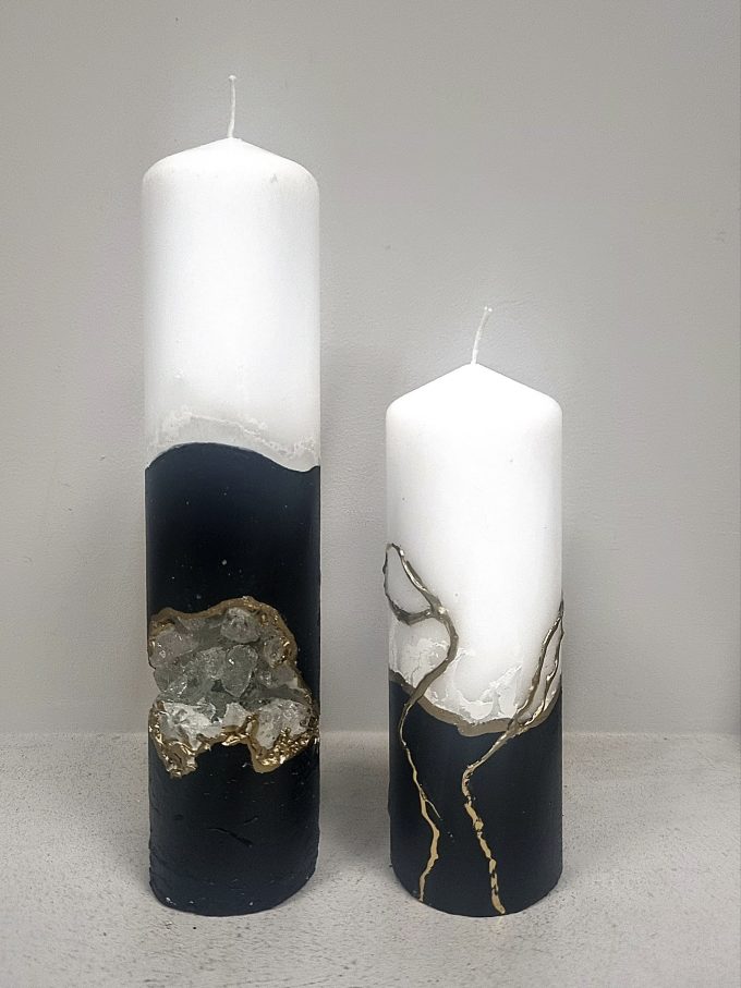 Duo Bougie Géode - Noir & Doré