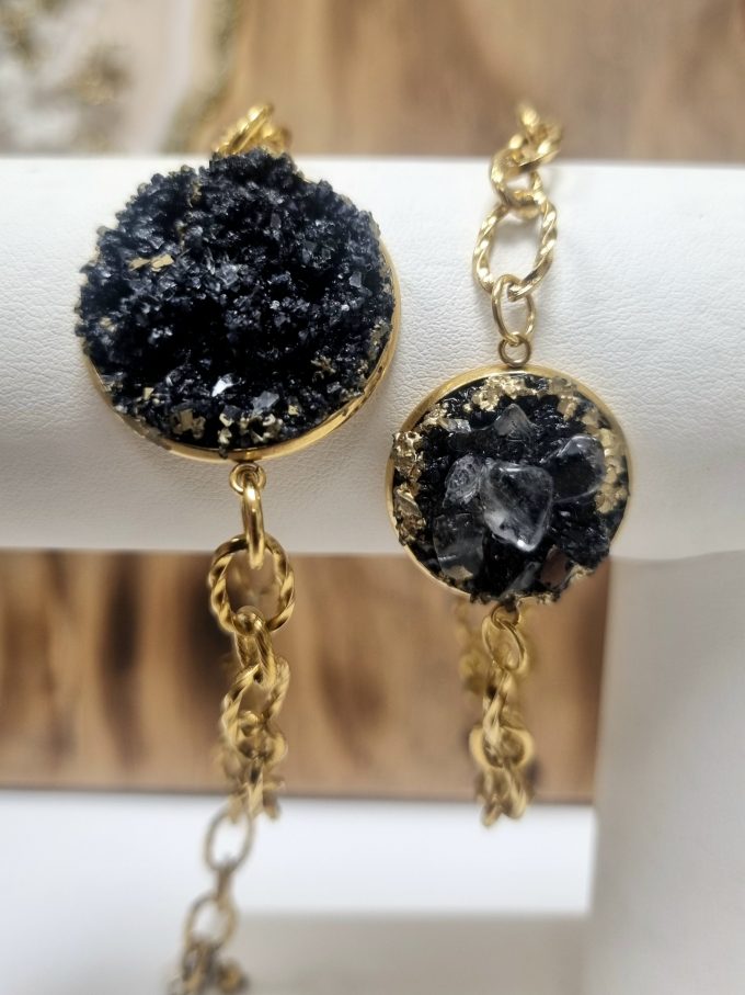 Bracelet Bissane résine et minéraux Grand pendentif
