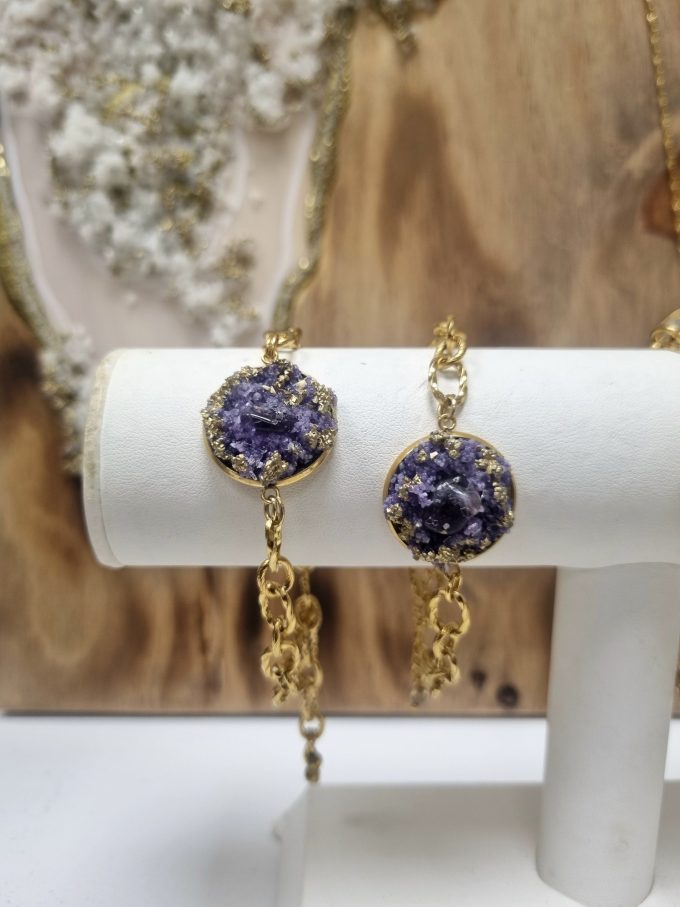 Bracelet Bissane Améthyste et minéraux petit pendentif