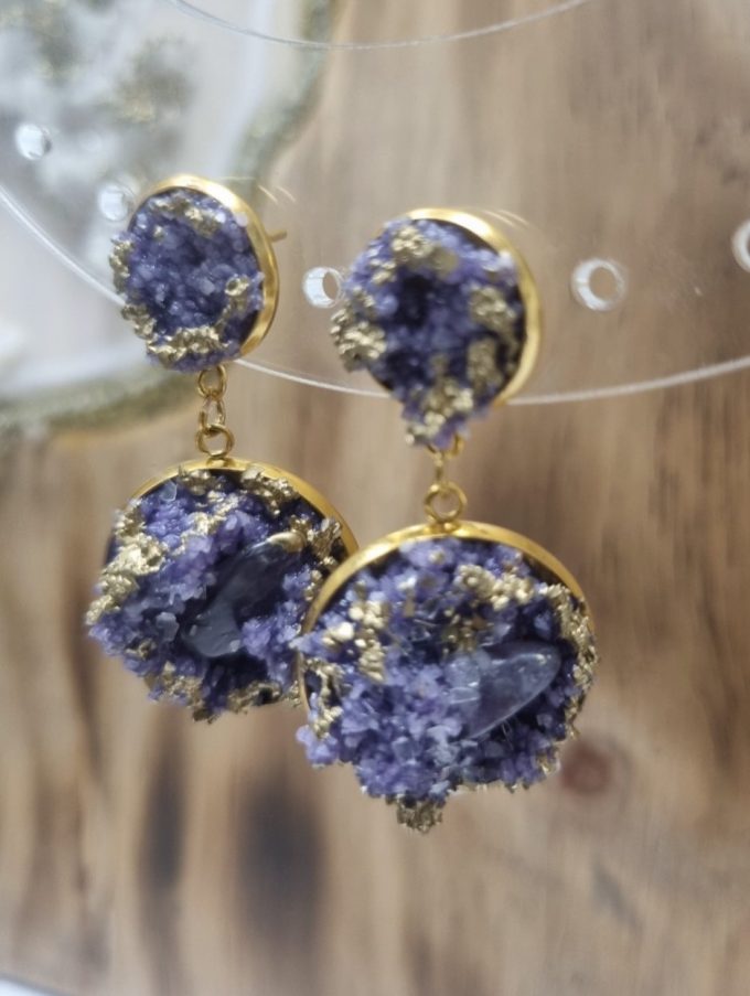 Boucles d'oreilles Glamour Améthyste et minéraux