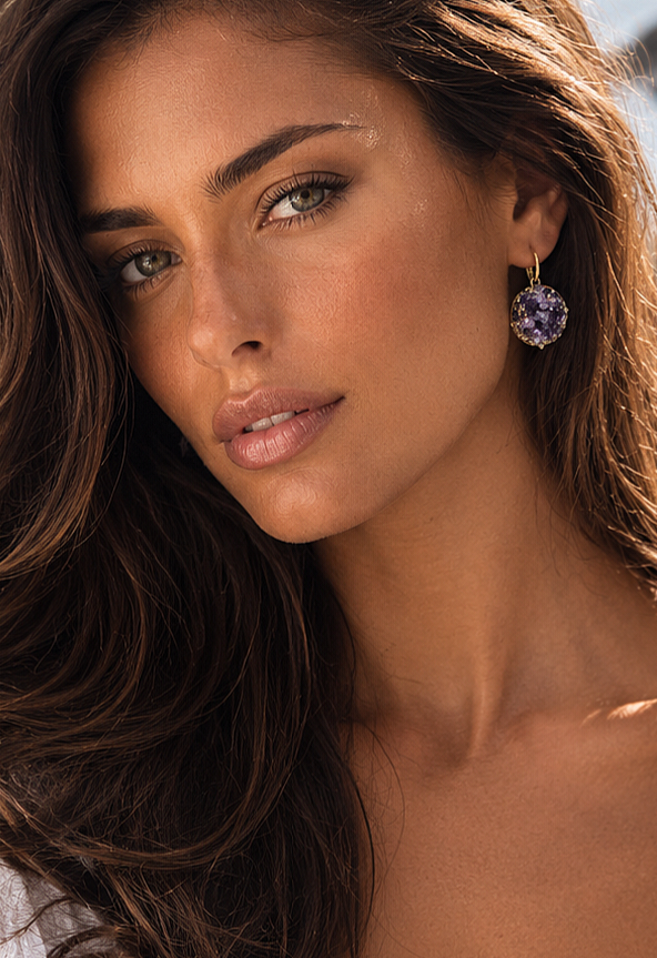 Boucles d'oreilles Améthyste et minéraux