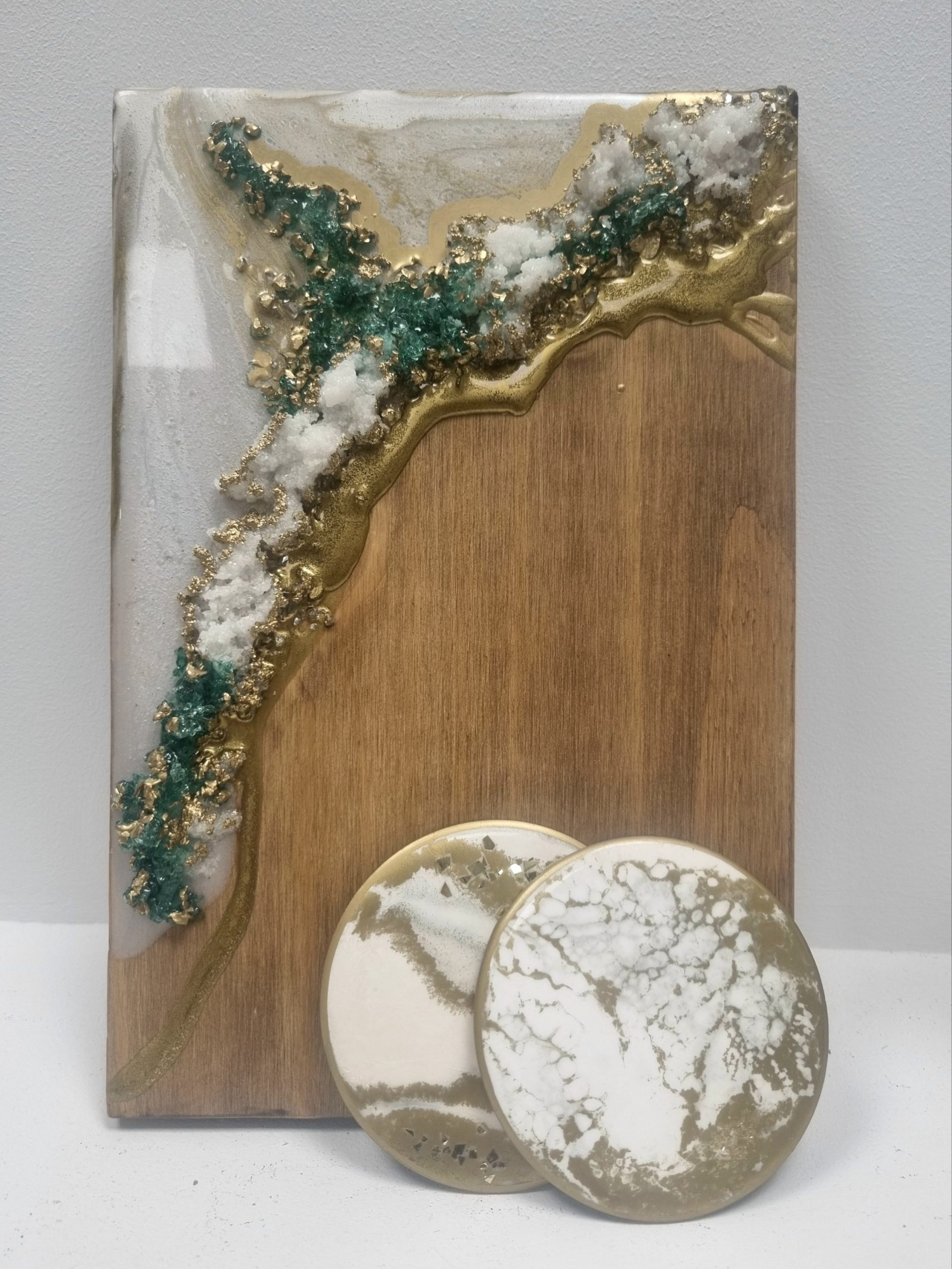 Coffret Planche à Apéro Perla Vert & Blanc - 2 dessous de verre