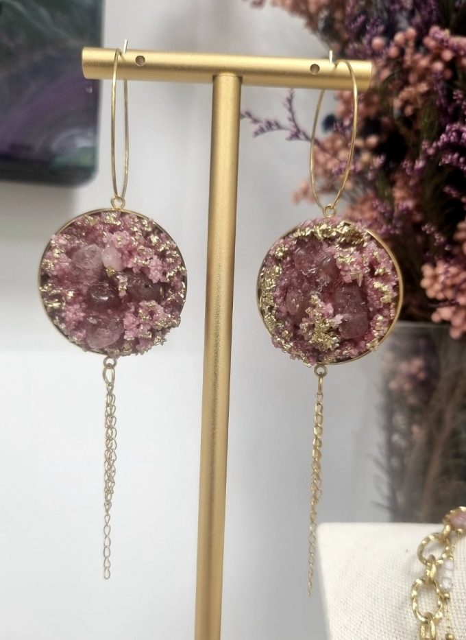 Boucles d'oreilles Glamour Quartz Rose